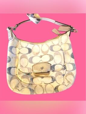 COACH Kristin Embellished Sequin Signature Satchel Bag Purse Hangtag Coach Scarf